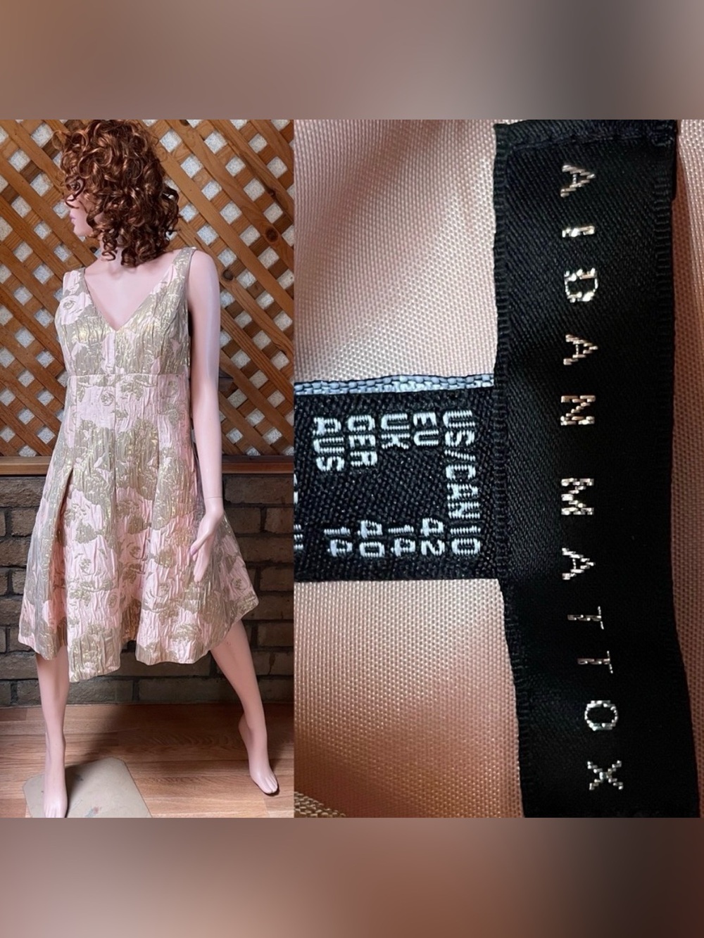 AIDAN MATTOX Fabulous Peach and GOLD Crinoline DRESS Size 10